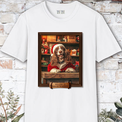 Blenheim King Charles Spaniel Santa's Workshop Unisex T shirt