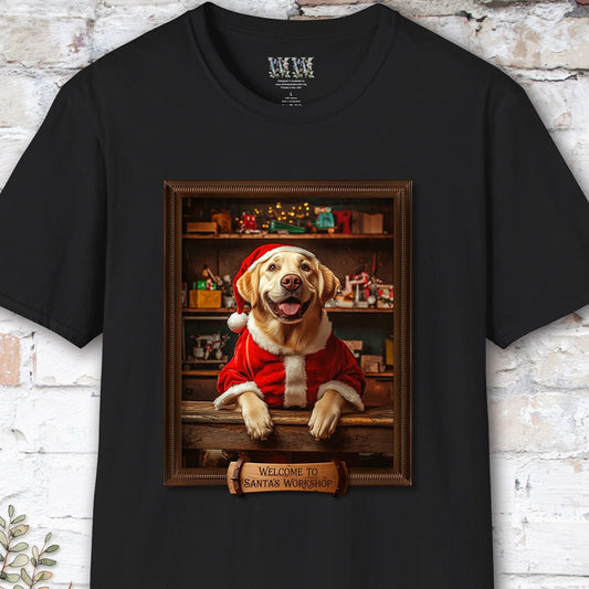 Blonde Labrador Santa's Workshop Unisex T shirt