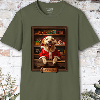 Blonde Labrador Santa's Workshop Unisex T shirt
