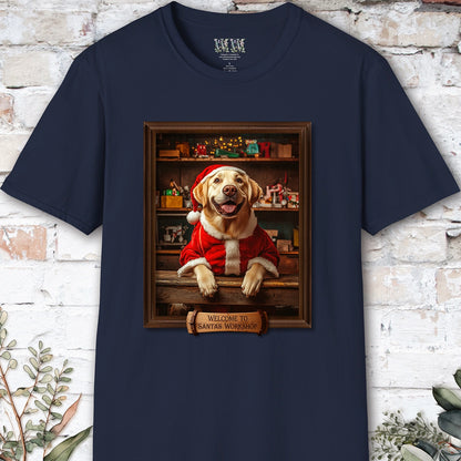 Blonde Labrador Santa's Workshop Unisex T shirt