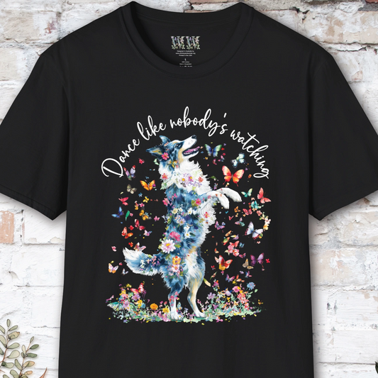Border Collie Blue Merle "Dance like nobody's watching" unisex T shirt