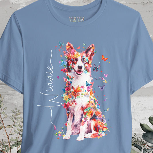 Border Collie #2 Floral Personalized T shirt