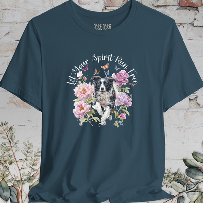 Border Collie #5 "Let your spirit run free" Peony & Butterfly T shirt
