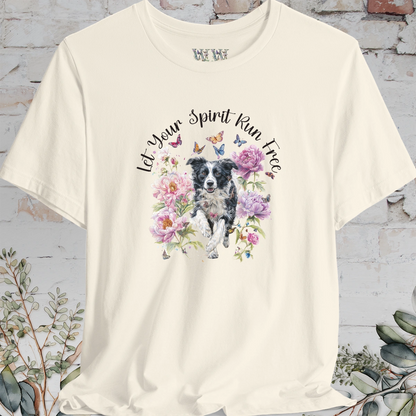 Border Collie #5 "Let your spirit run free" Peony & Butterfly T shirt