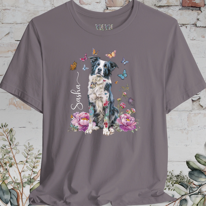 Border Collie #1 Peony Butterfly T shirt