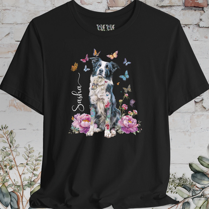 Border Collie #1 Peony Butterfly T shirt