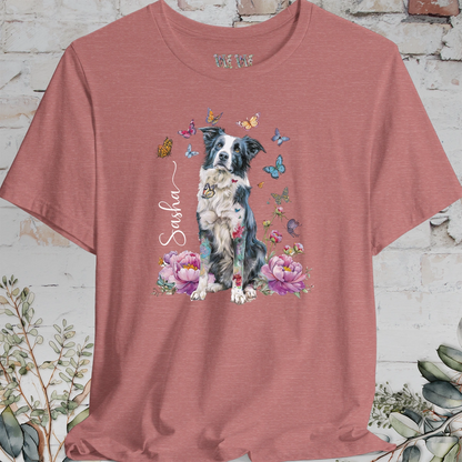 Border Collie #1 Peony Butterfly T shirt