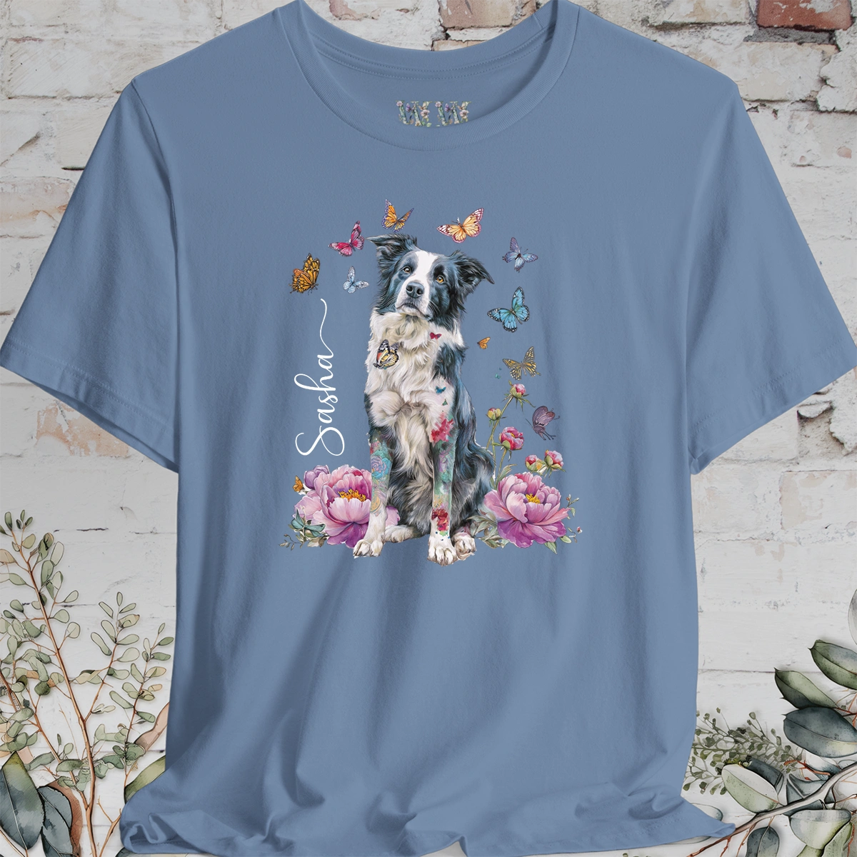 Border Collie #1 Peony Butterfly T shirt