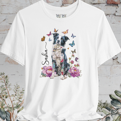 Border Collie #1 Peony Butterfly T shirt