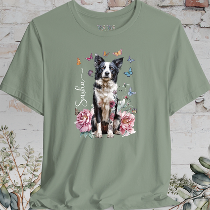 Border Collie #2 Peony Butterfly T shirt