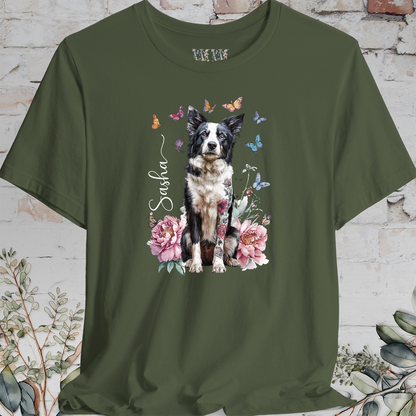 Border Collie #2 Peony Butterfly T shirt