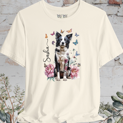 Border Collie #2 Peony Butterfly T shirt