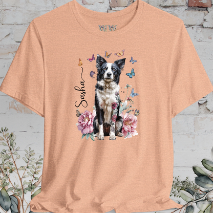Border Collie #2 Peony Butterfly T shirt