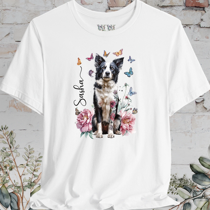 Border Collie #2 Peony Butterfly T shirt
