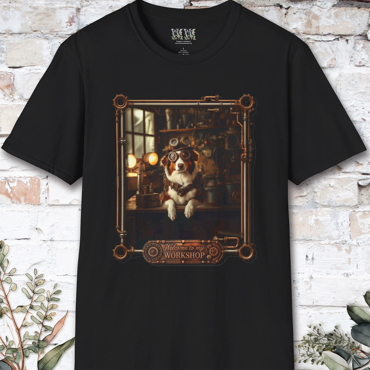Steampunk Red Merle Border Collie Unisex T shirt