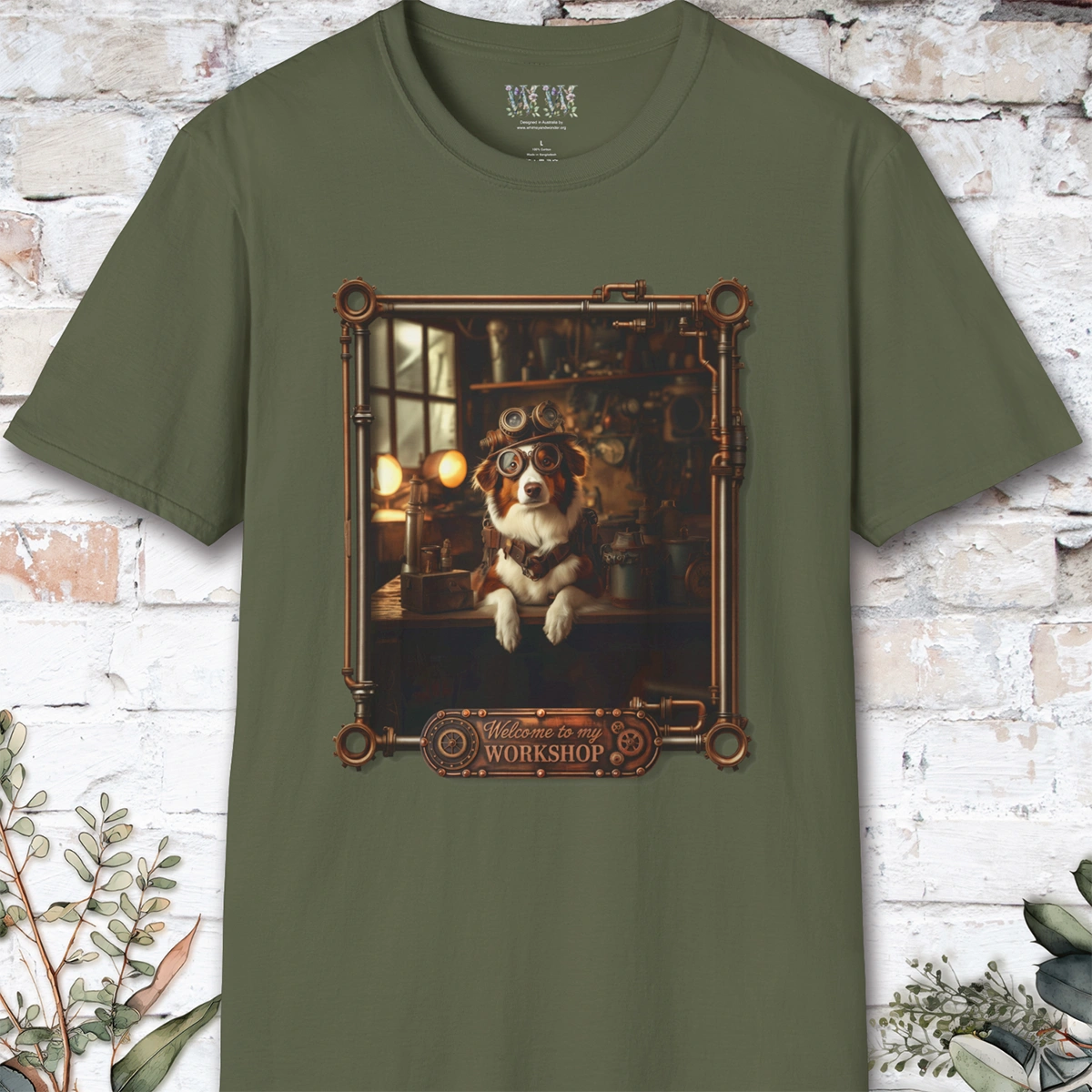 Steampunk Red Merle Border Collie Unisex T shirt
