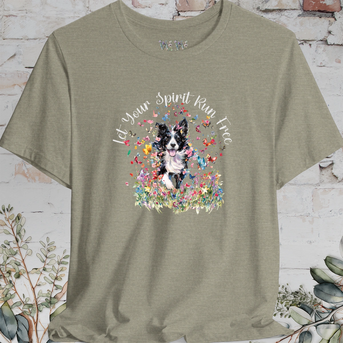 Border Collie #4 'Let your spirit run free' T shirt