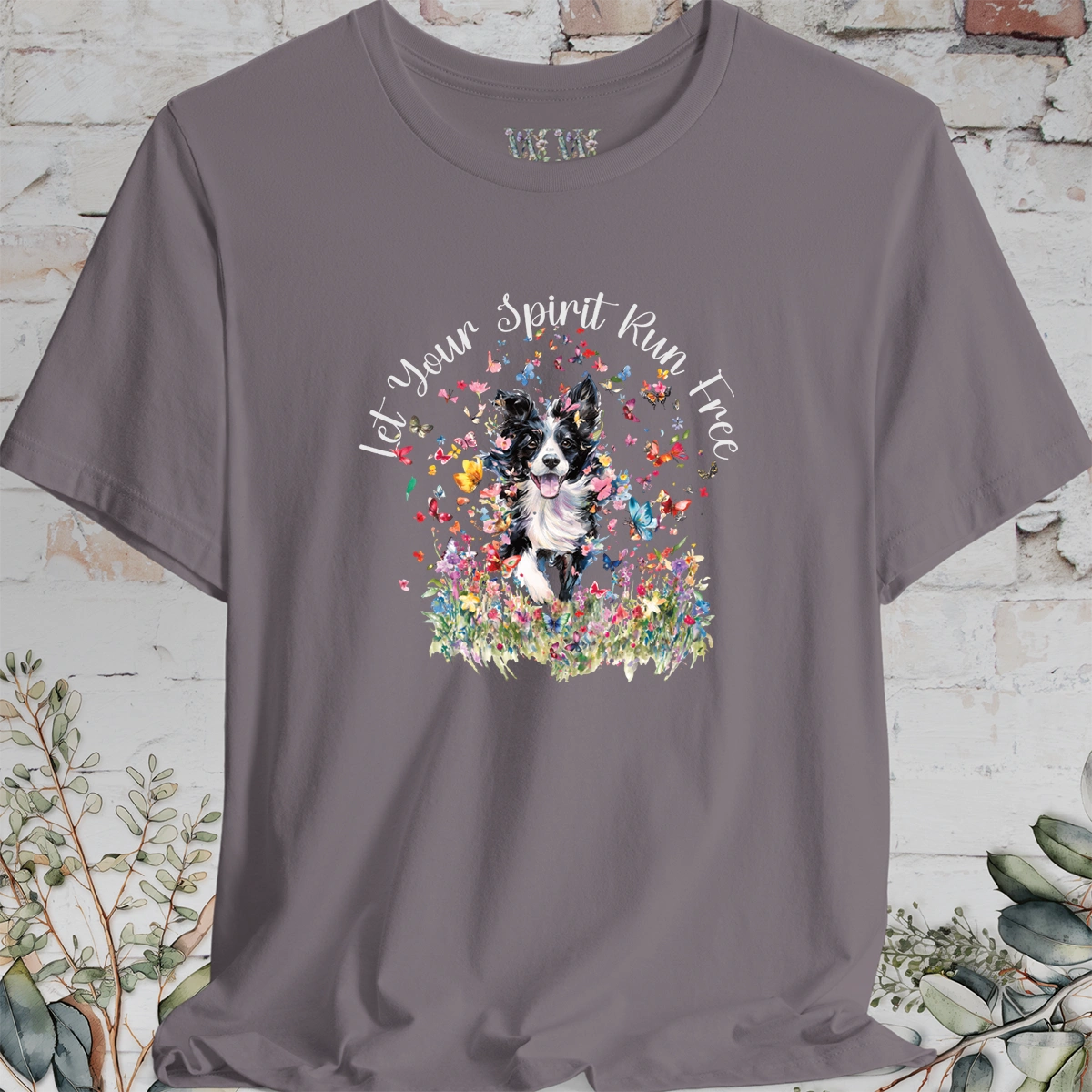 Border Collie #4 'Let your spirit run free' T shirt