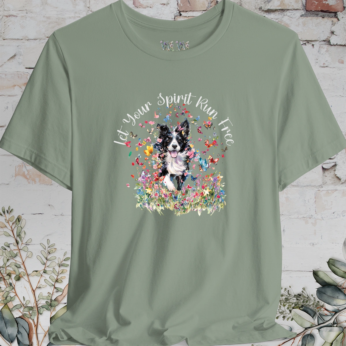 Border Collie #4 'Let your spirit run free' T shirt