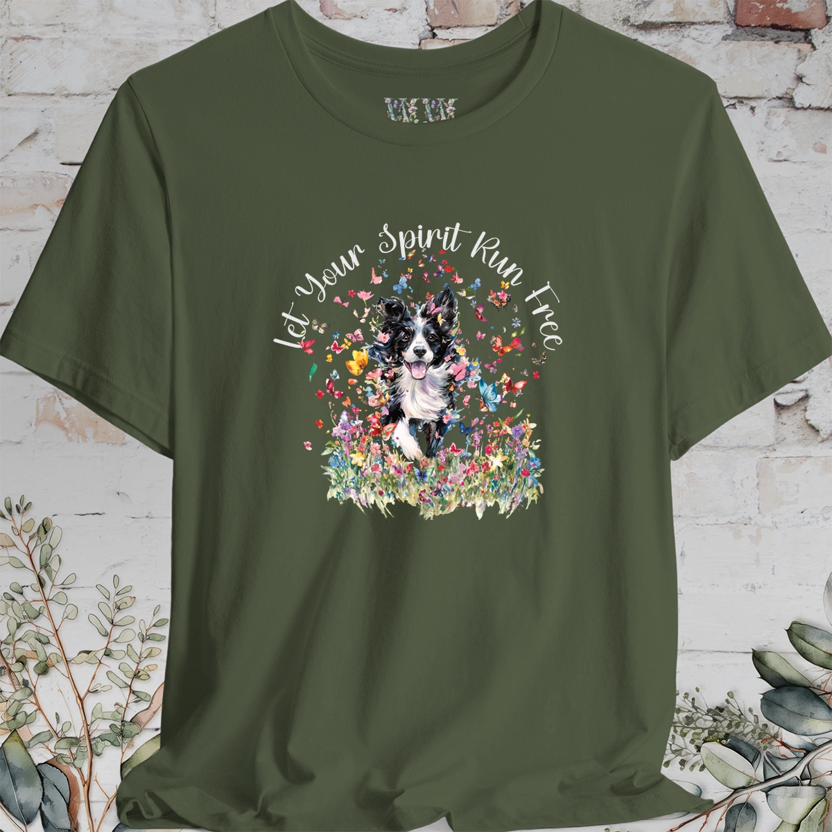 Border Collie #4 'Let your spirit run free' T shirt