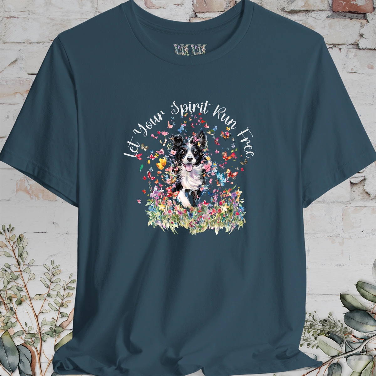 Border Collie #4 'Let your spirit run free' T shirt