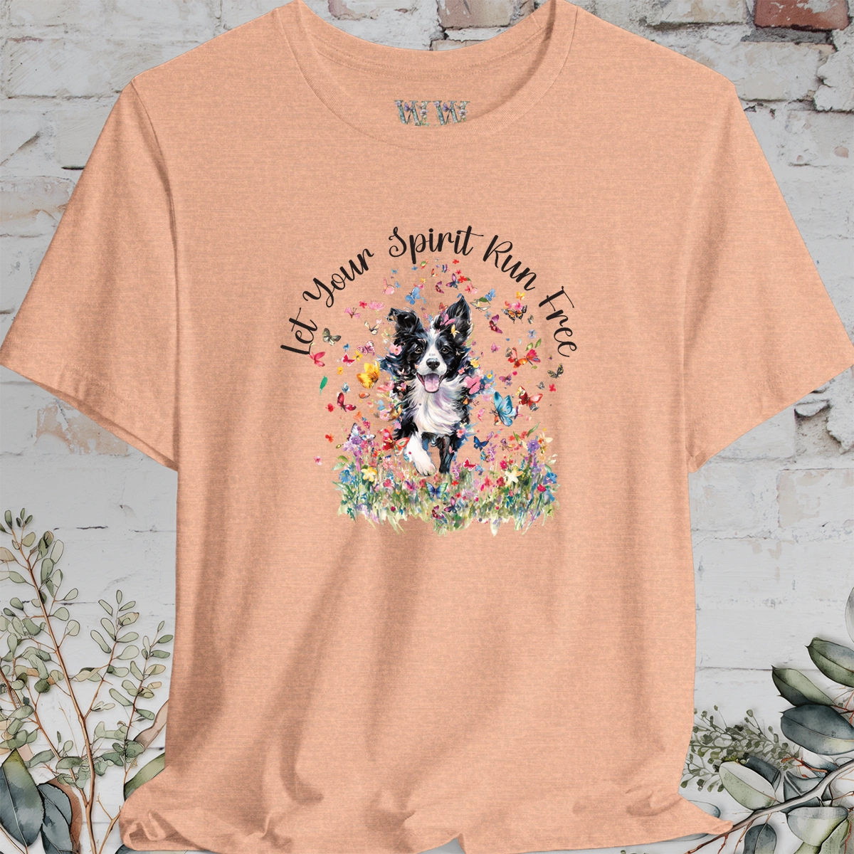 Border Collie #4 'Let your spirit run free' T shirt