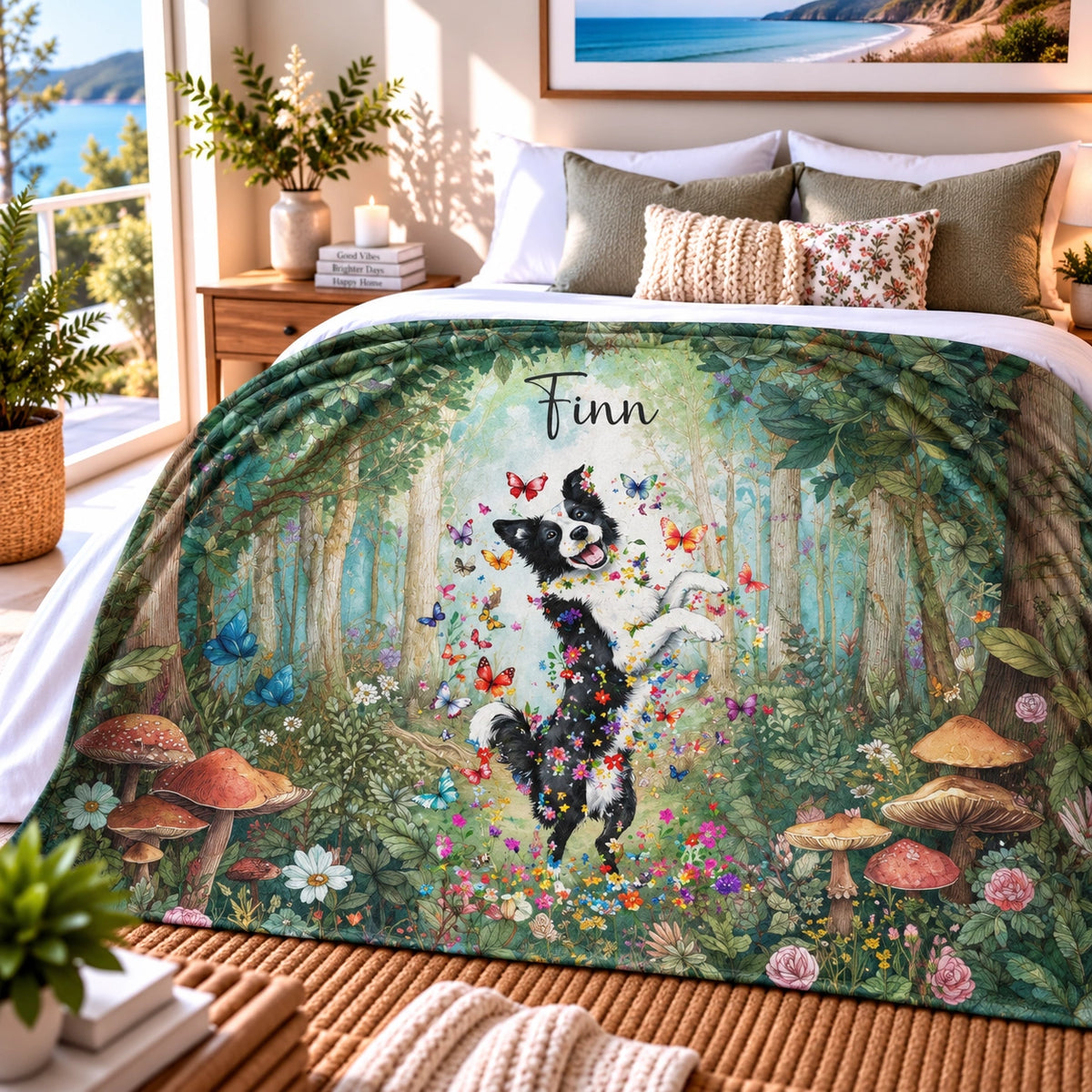 Border Colllie #1 Dance, Personalised Mystical Forest Blanket