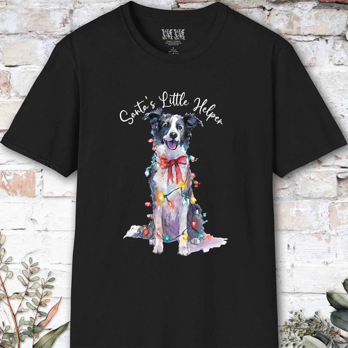 Border Collie #1 Santa's little helper, unisex T shirt