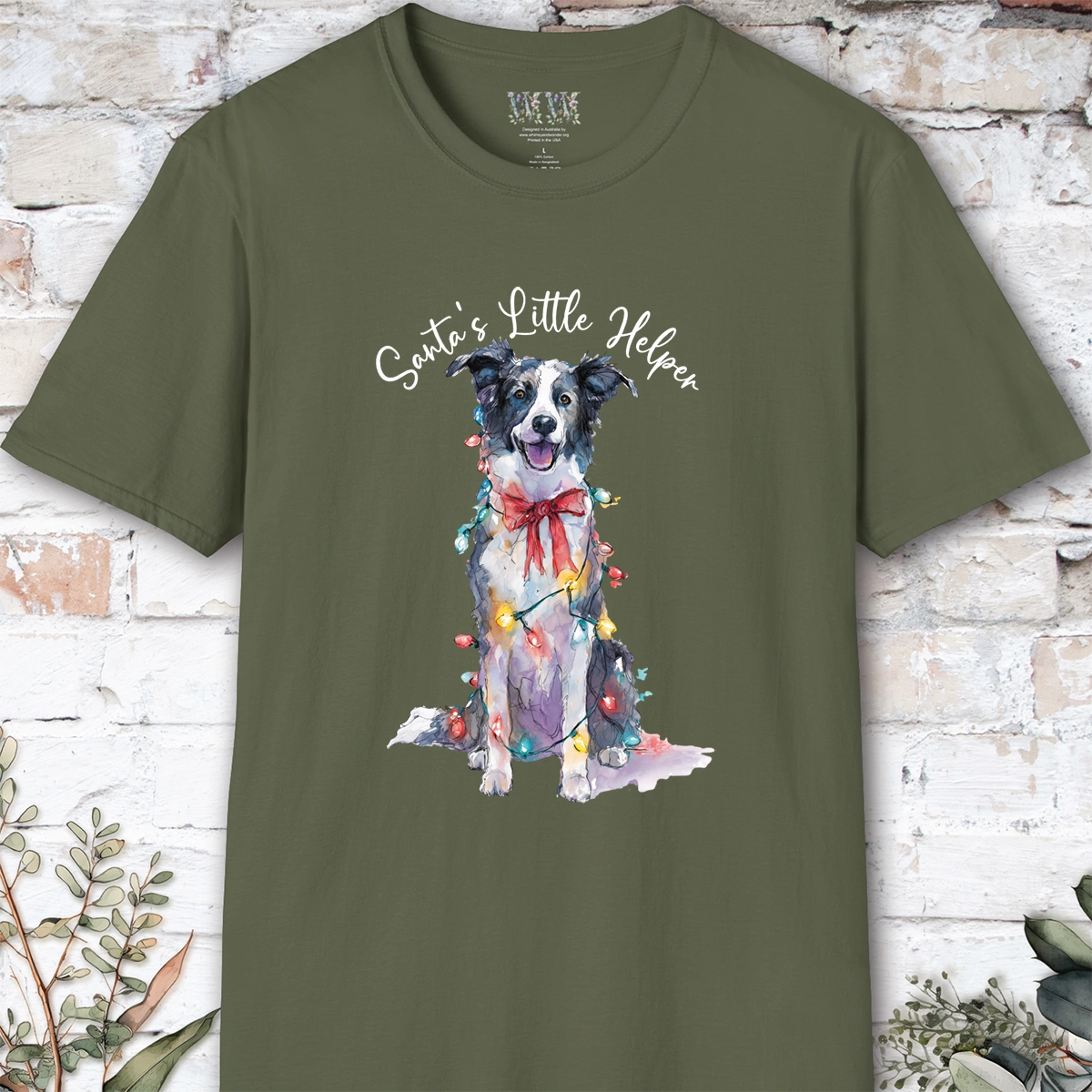 Border Collie #1 Santa's little helper, unisex T shirt