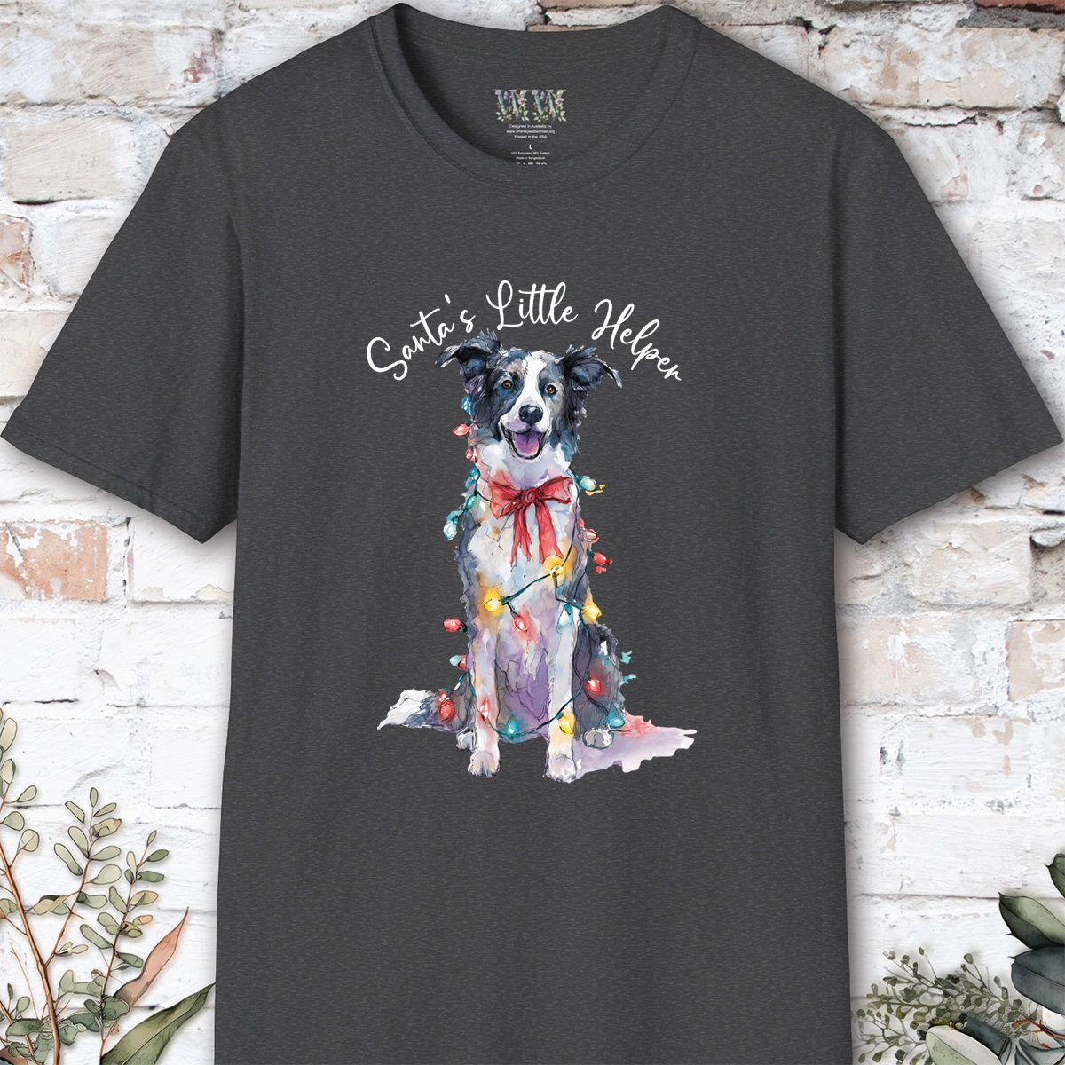 Border Collie #1 Santa's little helper, unisex T shirt