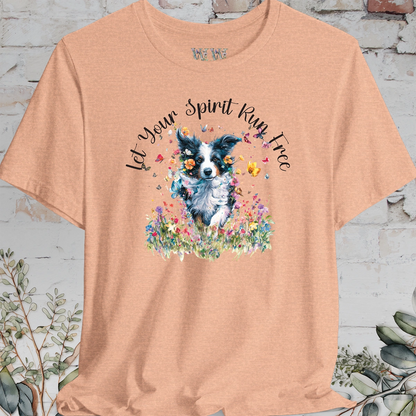 Border Collie #1 'Let your spirit run free' T shirt
