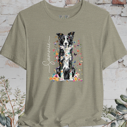 Border Collie #2 Floral Personalized T shirt