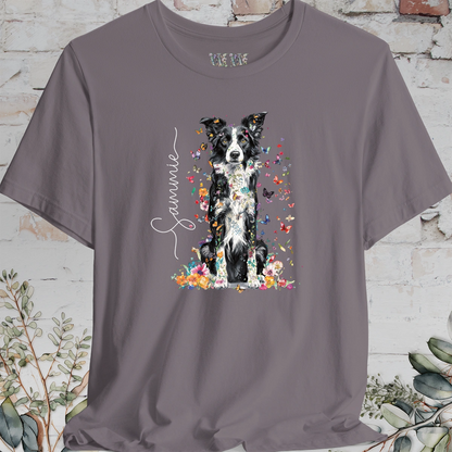Border Collie #2 Floral Personalized T shirt