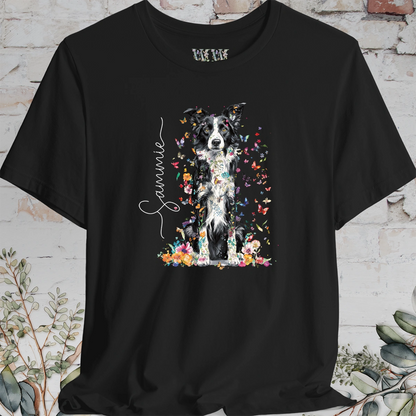 Border Collie #2 Floral Personalized T shirt
