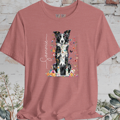 Border Collie #2 Floral Personalized T shirt