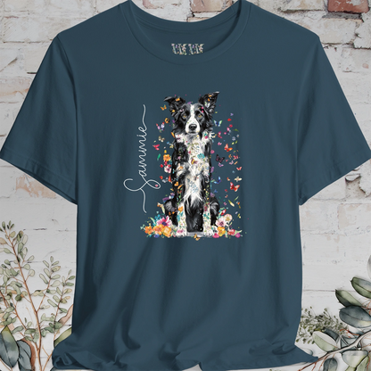 Border Collie #2 Floral Personalized T shirt