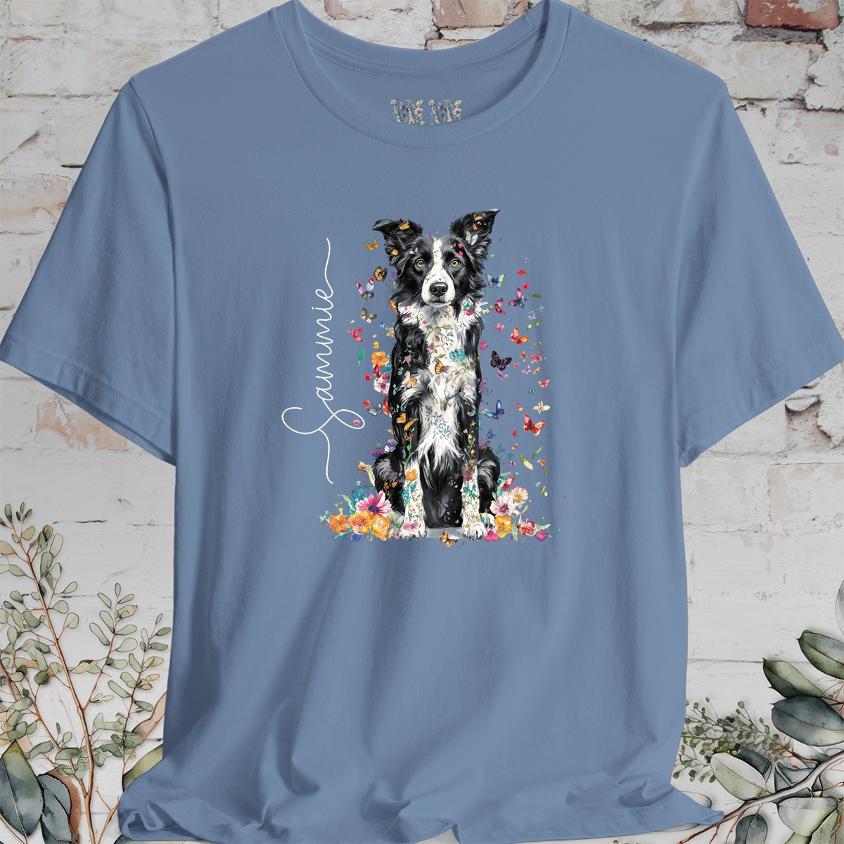 Border Collie #2 Floral Personalized T shirt