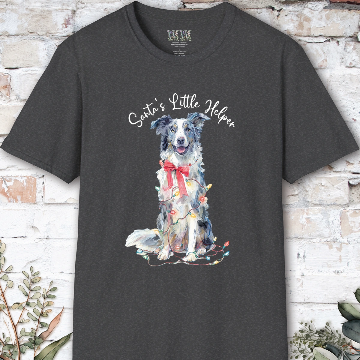 Border Collie #2 Santa's little helper, unisex T shirt
