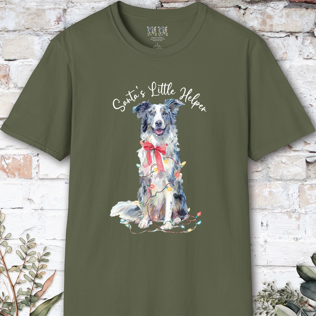 Border Collie #2 Santa's little helper, unisex T shirt