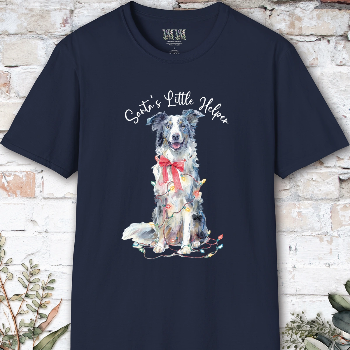 Border Collie #2 Santa's little helper, unisex T shirt