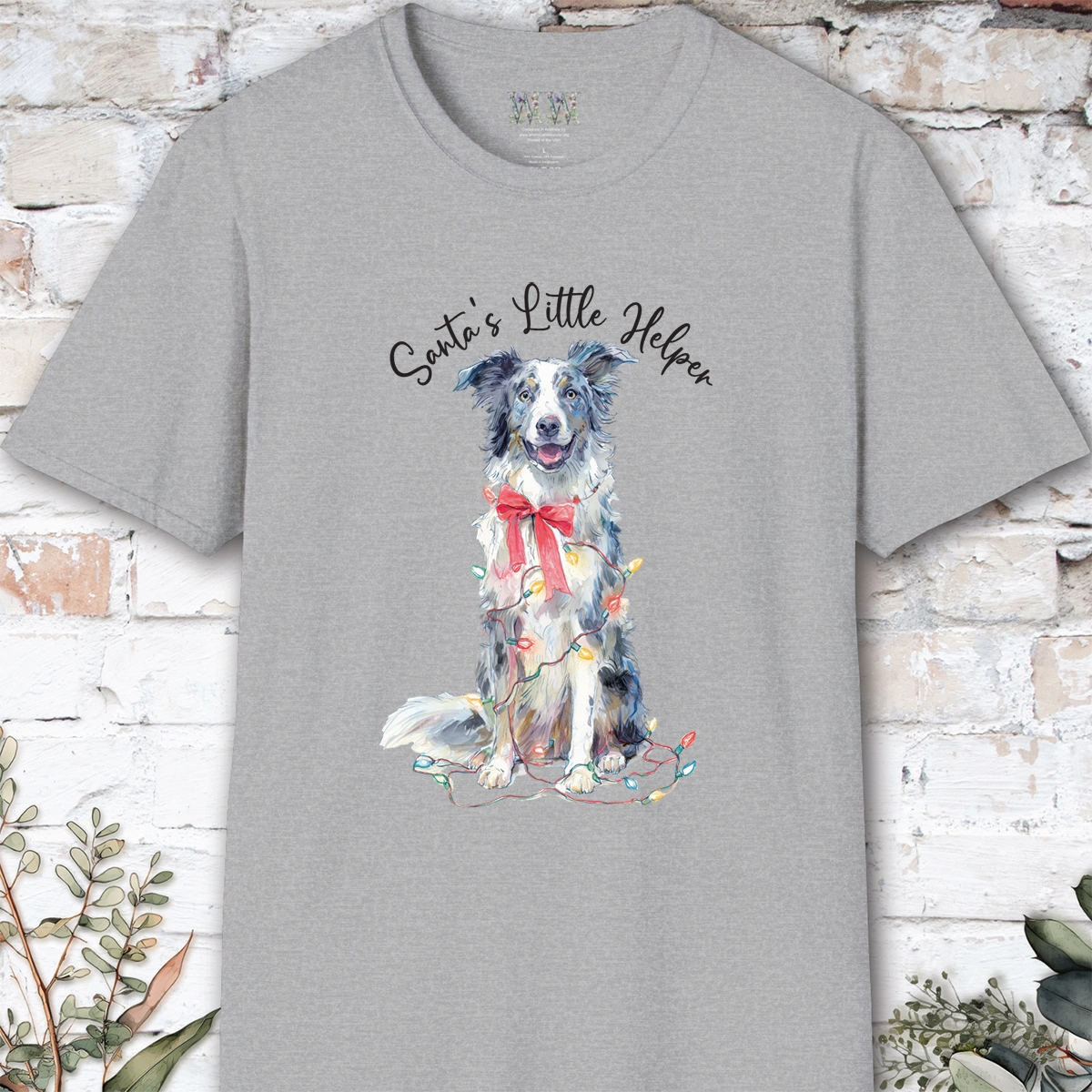 Border Collie #2 Santa's little helper, unisex T shirt