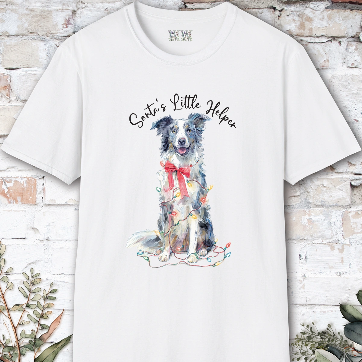Border Collie #2 Santa's little helper, unisex T shirt