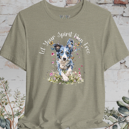 Border Collie #2 'Let your spirit run free' T shirt