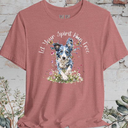 Border Collie #2 'Let your spirit run free' T shirt