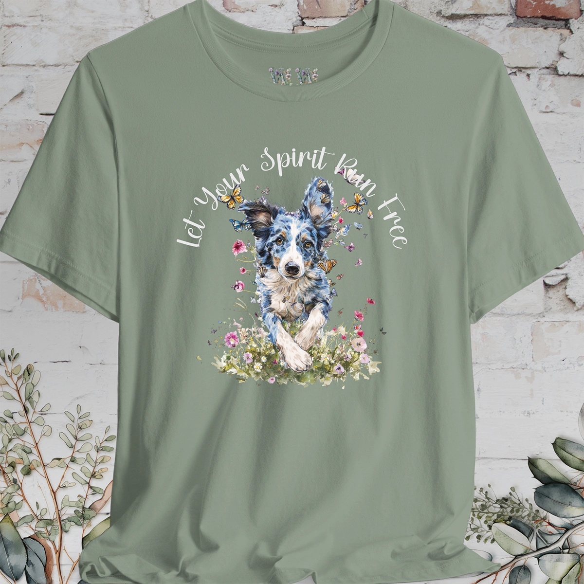 Border Collie #2 'Let your spirit run free' T shirt