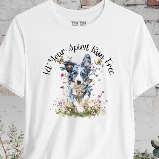 Border Collie #2 'Let your spirit run free' T shirt