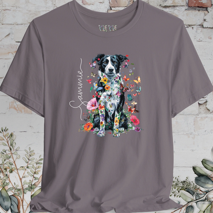 Border Collie #3 Floral Personalized T shirt
