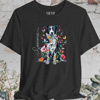 Border Collie #3 Floral Personalized T shirt