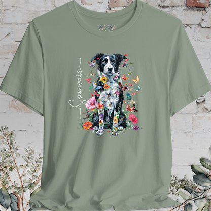Border Collie #3 Floral Personalized T shirt