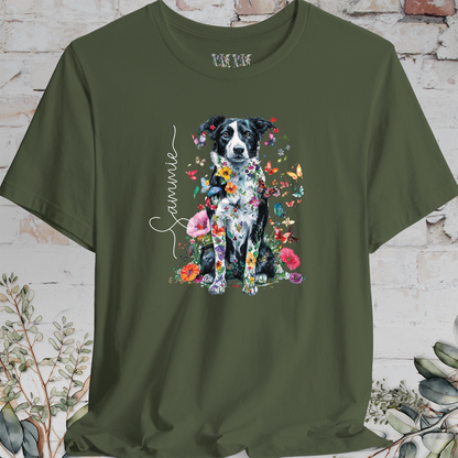 Border Collie #3 Floral Personalized T shirt